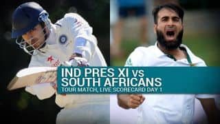 Live Cricket Scorecard: Indian Board President's XI vs South Africa 2015, 2-day practice match at Mumbai